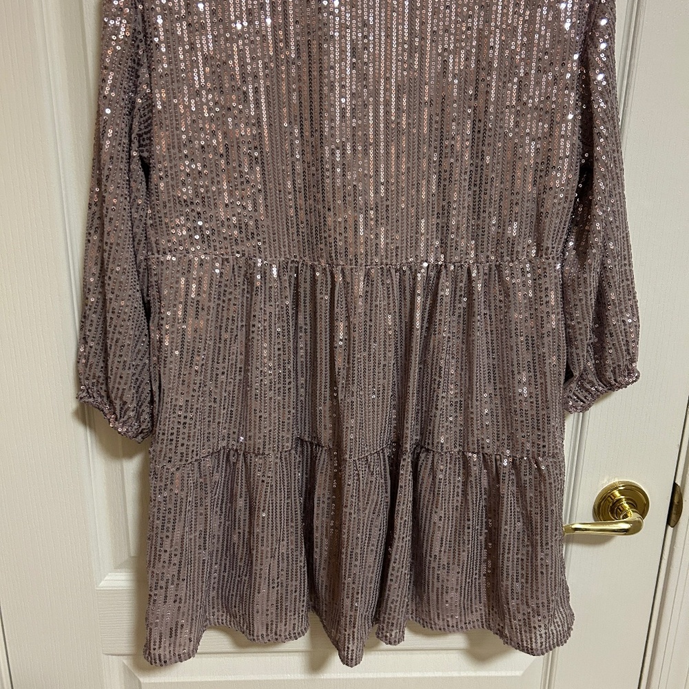 NWT! Women's Anthropologie Maeve Bettina Tiered Sequin Shirt Dres XSP - Picture 10 of 13